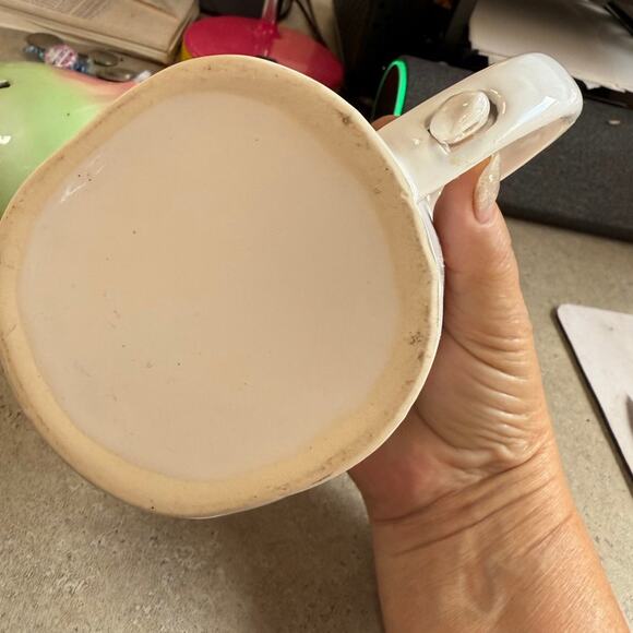 Coffee tea cup mug with heart spoon "Enjoy the little things" ceremnic farm core - Picture 4 of 5